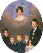 unknow artist Creole Family Mourning Portrait, New Orleans oil painting on canvas